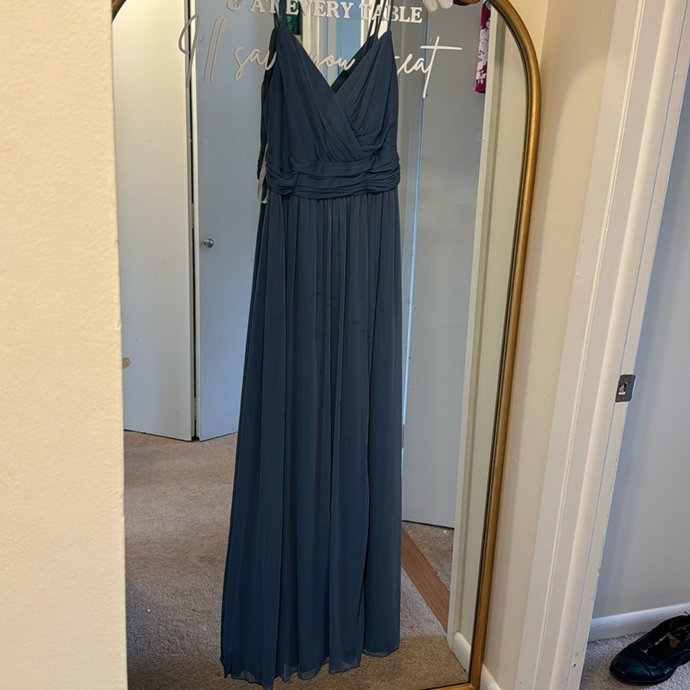 DAVIDS BRIDAL STEEL BLUE DRESS